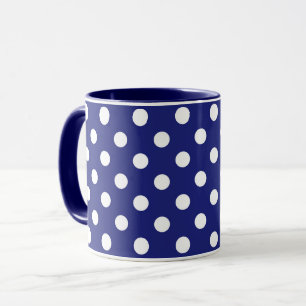 Caneca padrão azul com bolinhas brancas