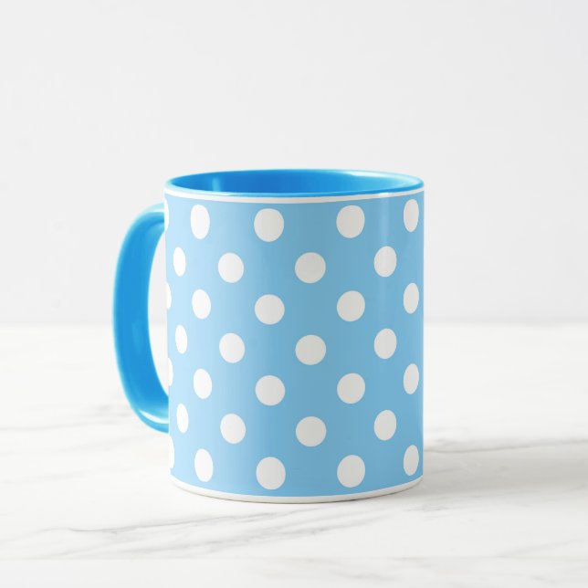 Caneca padrão azul com bolinhas brancas (Frente Esquerda)