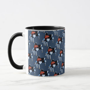 Caneca Padrão azul de cinza de piano de aquarela elegante