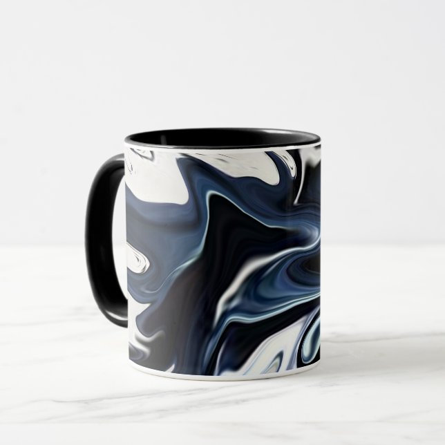 Caneca Padrão azul desfocado (Frente Esquerda)