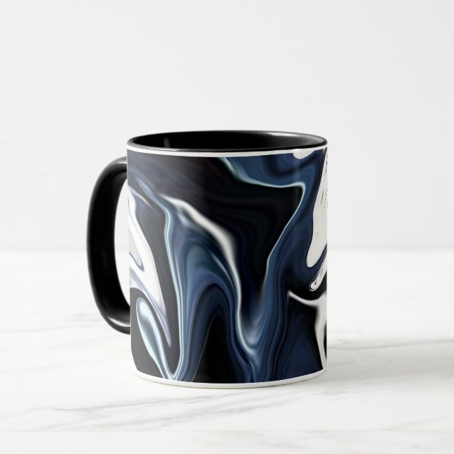 Caneca Padrão azul desfocado (Frente Esquerda)