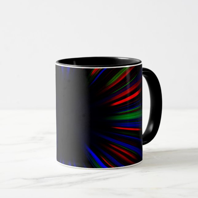 Caneca Padrão azul e vermelho de rajada (Frente Esquerda)