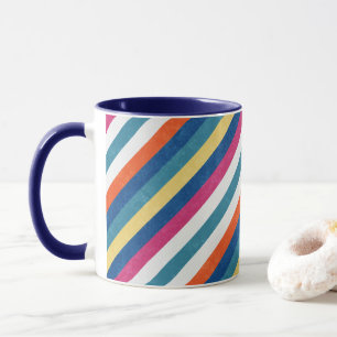 Caneca Padrão Azul Framboesa Laranja Amarelo Esbranquiç