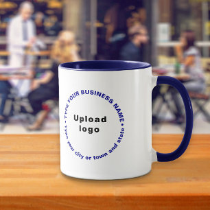 Caneca Padrão azul redondo de textos de negócios no Combo