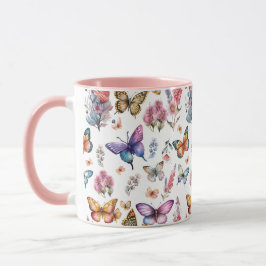 Caneca Padrão bonito de Jardim Floral da Borboleta de Aqu
