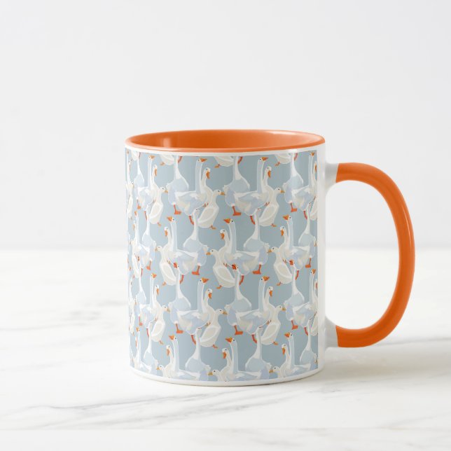 Caneca Padrão branco de gansos (Direita)