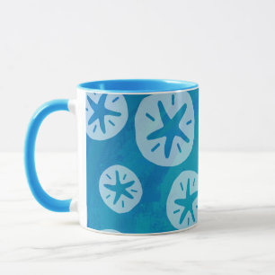 Caneca Padrão Branco e Azul do Dólar de areia