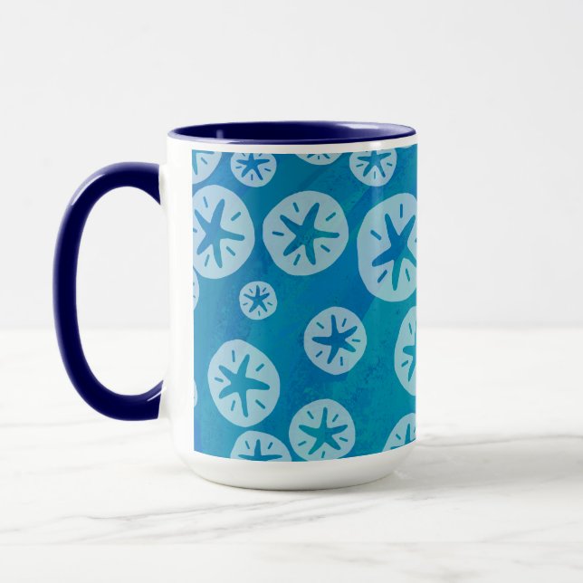 Caneca Padrão Branco e Azul do Dólar de areia (Esquerda)