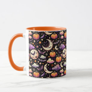 Caneca Padrão Caprichoso do Céu Noturno de Halloween