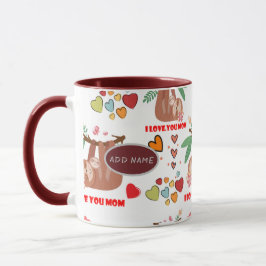 Caneca Padrão Castanho Bonito Eu Te Amo Corações Mamãe