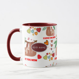 Caneca Padrão Castanho Bonito Eu Te Amo Corações Mamãe