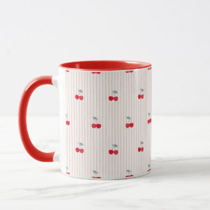 Caneca Padrão Cereja Vermelha Retro Glaze Namorada