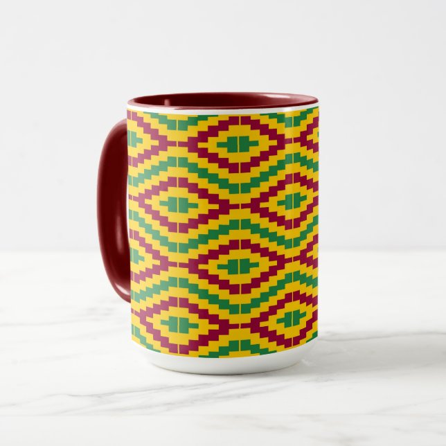 Caneca Padrão Colorido Africano Kente (Frente Esquerda)