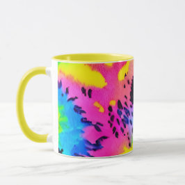 Caneca Padrão Colorido de Cheetah Tye Dye