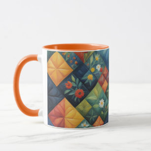 Caneca Padrão Colorido de Colcha - Amante de Colchas