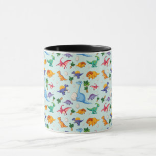 Caneca Padrão Colorido de Dinossauro Bonito