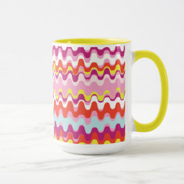 Caneca Padrão colorido de onda de abstrato cor-de-rosa-cl