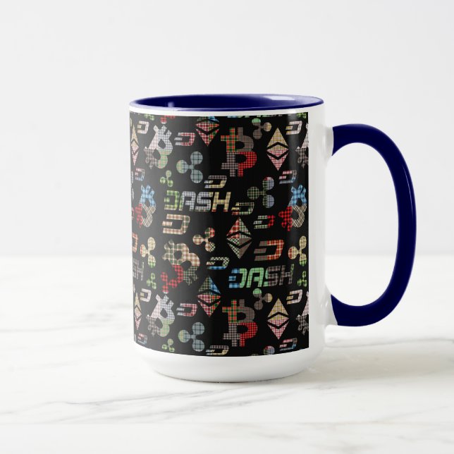 Caneca Padrão Colorido do Arco-Íris Cryptocurrency (Direita)