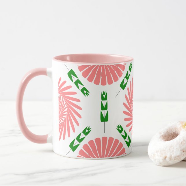Caneca padrão com flores rosa (Com Donut)