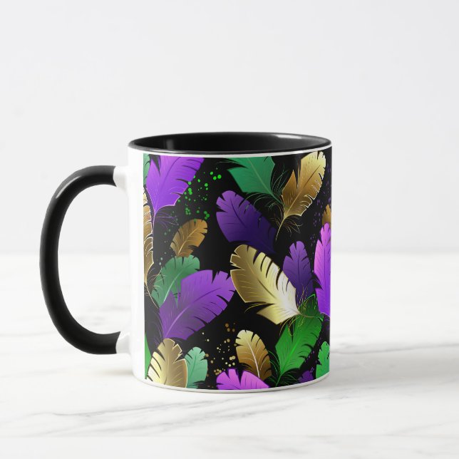 Caneca Padrão contínuo com penas de Mardi Gras (Esquerda)