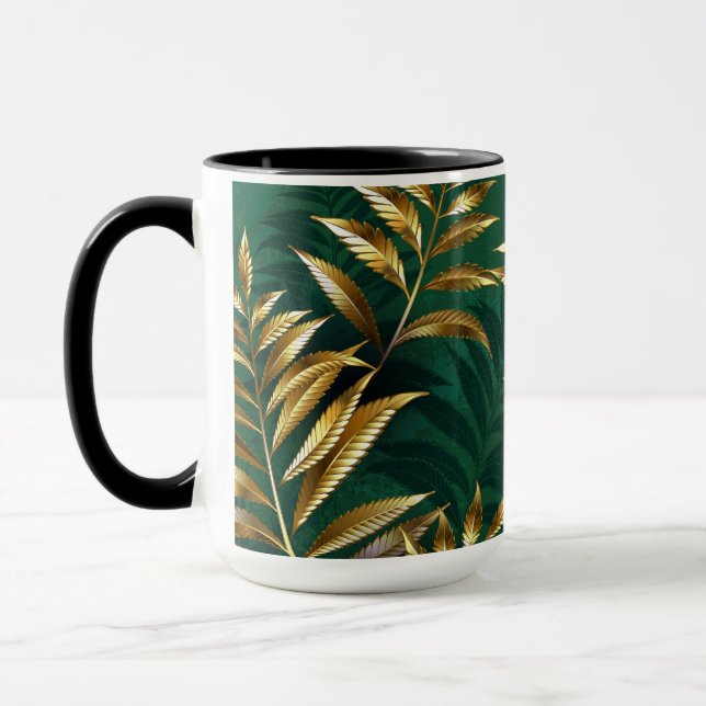 Caneca Padrão contínuo com samambaias douradas (Esquerda)