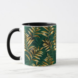 Caneca Padrão contínuo com samambaias douradas