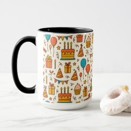 Caneca Padrão contínuo de festa de aniversário vibrante