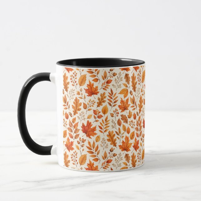 Caneca Padrão contínuo de folhas quentes de outono (Esquerda)