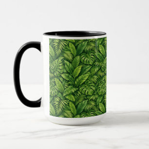 Caneca Padrão contínuo de folhas tropicais modernas