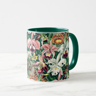Caneca Padrão Cor de Orquídea Verde Amarelo-Cor-de-Rosa-b
