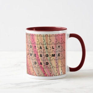 Caneca Padrão Cor de Texto Rosa/Castanho do Quebra-cabeça