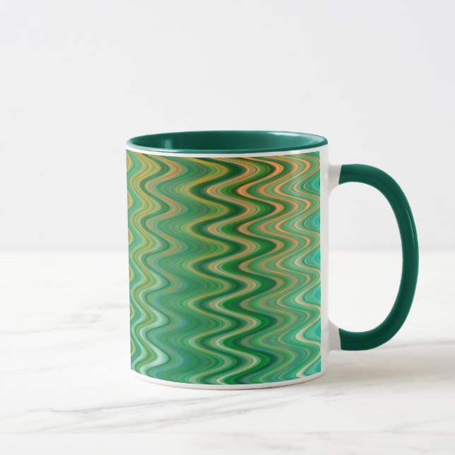 Caneca Padrão Cor Verde Laranja Zigzag (Direita)