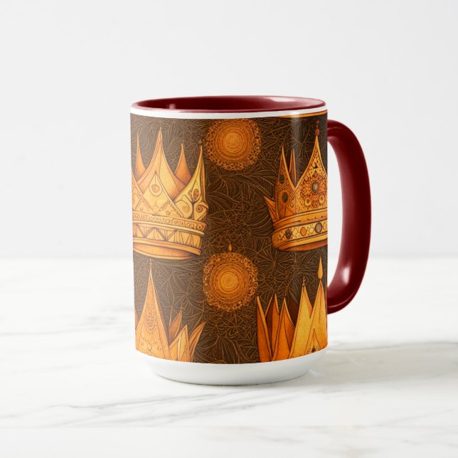 Caneca Padrão Coroas Douradas (Frente Esquerda)