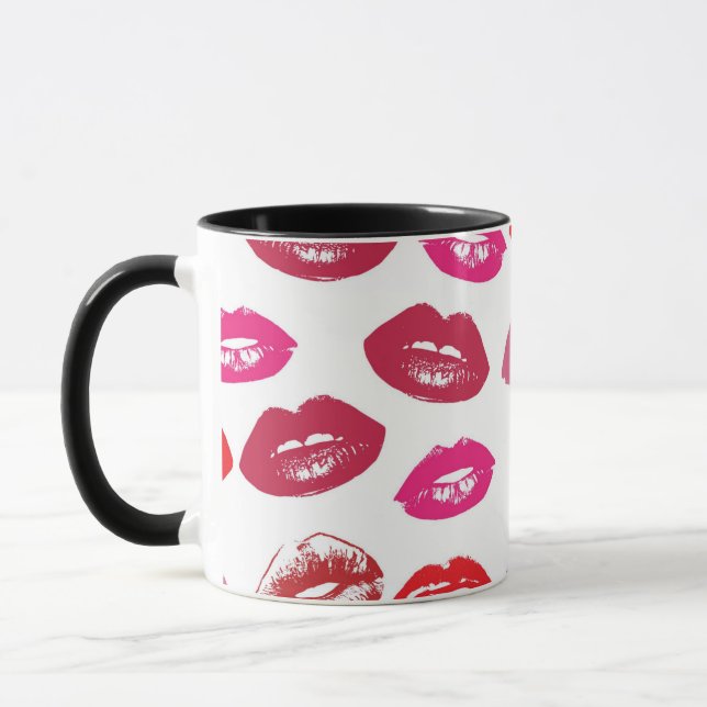 Caneca Padrão da boca vermelha personalizado (Esquerda)