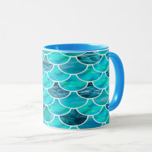 Caneca Padrão da escala da Sereia azul-turquesa da horta