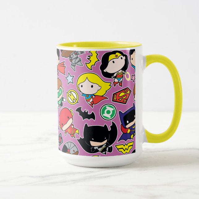 Caneca Padrão da Liga da Justiça Chibi em Roxo (Direita)