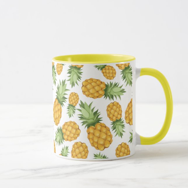 Caneca Padrão de Abacaxi de Cartoon (Direita)