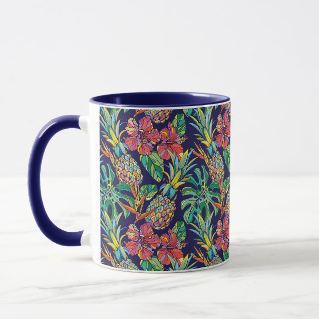 Caneca Padrão de abacaxi tropical Hibiscus (Esquerda)