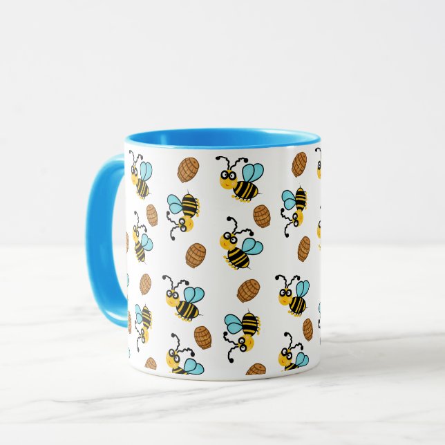 Caneca Padrão de abelhas engraçado (Frente Esquerda)