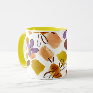 Caneca Padrão de Abelhas Florais Amarelas Primavera de A