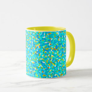 Caneca Padrão de Abstrato Amarelo Azul Verde Teal