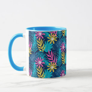 Caneca Padrão De Abstrato De Desenho De Mão Com Plantas-8