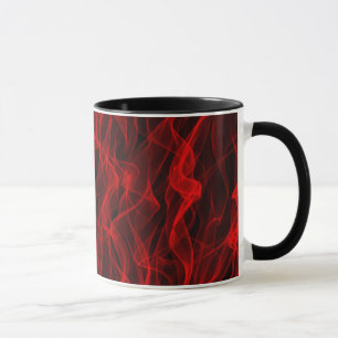 Caneca Padrão de Abstrato de Linha Curva Vermelha Neon d