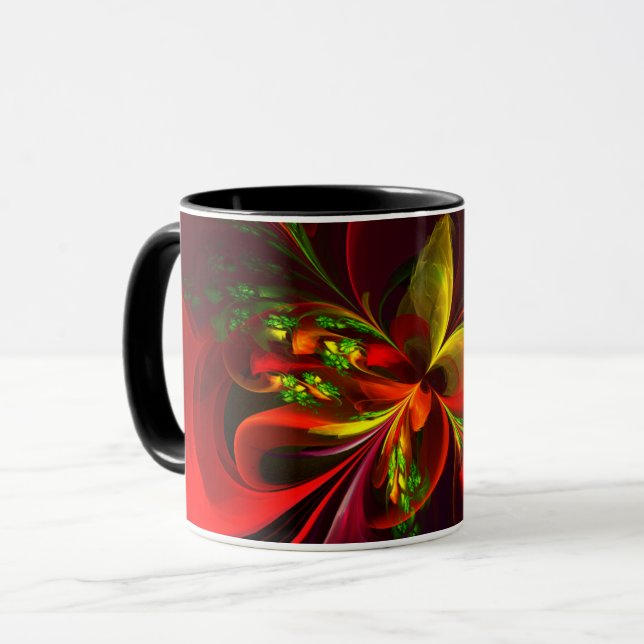 Caneca Padrão de Abstrato Floral Verde Moderno #05 (Frente Esquerda)