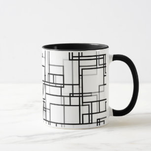 Caneca Padrão de Abstrato preto e branco