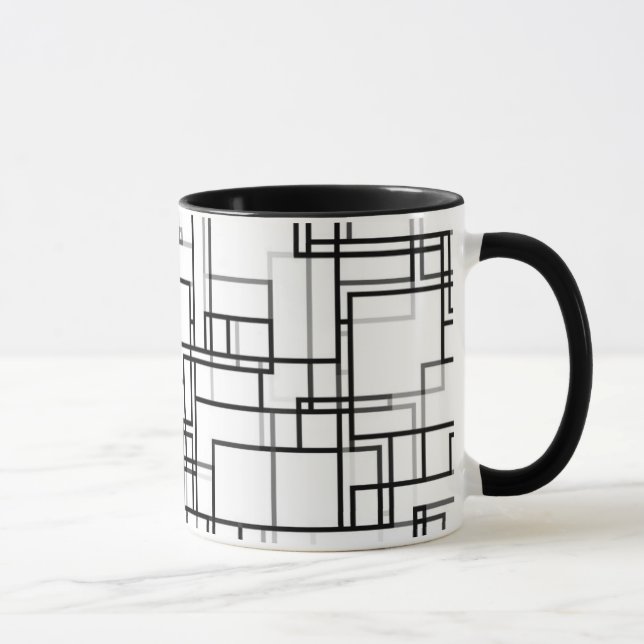 Caneca Padrão de Abstrato preto e branco (Direita)