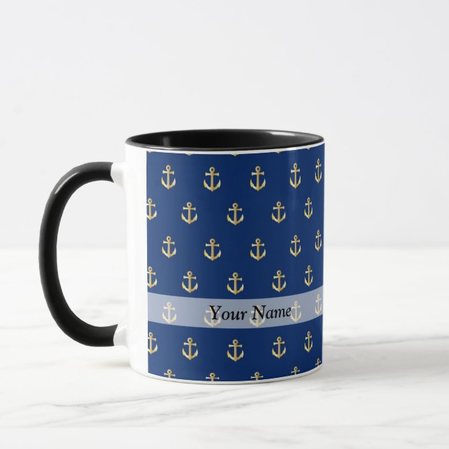 Caneca Padrão de âncora azul (Esquerda)