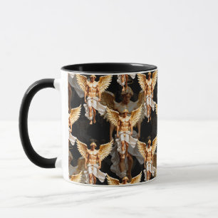 Caneca Padrão de Anjos Dourados Celestiais