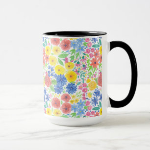 Caneca Padrão de aquarela floral