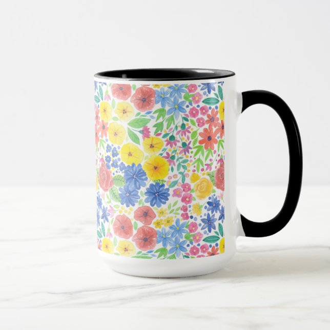 Caneca Padrão de aquarela floral (Direita)